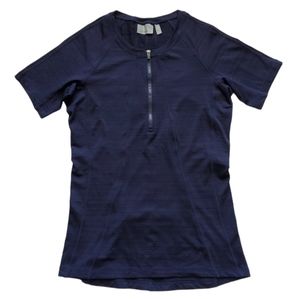nwot Athleta Pacifica UPF Half Zip Short Sleeve Tee Shirt, S Navy Blue